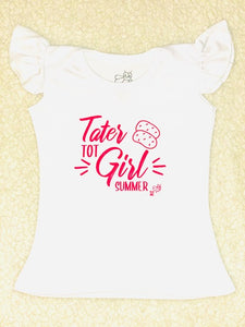Toddler Girls "Tater Tot Girl Summer" Flutter Sleeve Tee